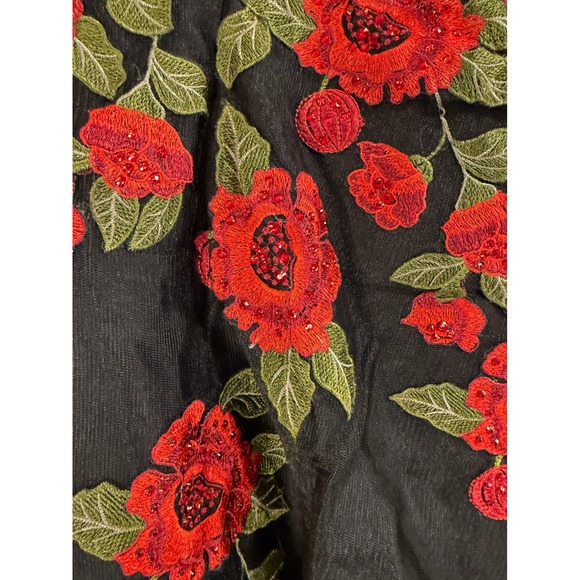 Embellished Jovani Beaded Crop Top & Floral Tulle Skirt Set Women's - Picture 10 of 16